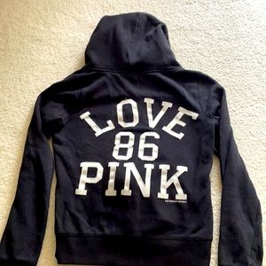 Victoria Secret PINK black zippered hoodie